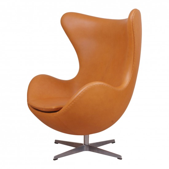 Reupholstered Arne Jacobsen Egg chair Cognac anilin leather